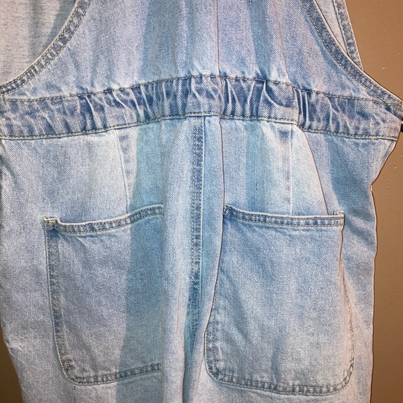Distressed Girlfriend Denim Overalls size LARGE - Picture 5 of 7